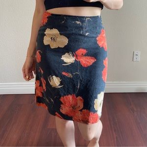 Vintage silk pencil skirt floral print